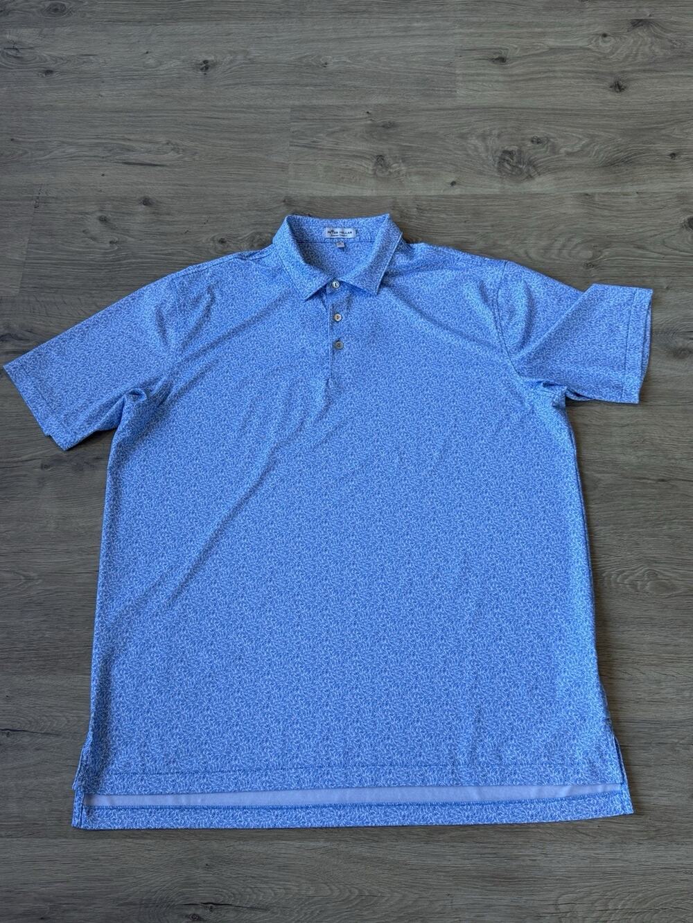 Peter Millar Summer Comfort Polo Shirt Mens Extra Large Blue All Over Print Golf